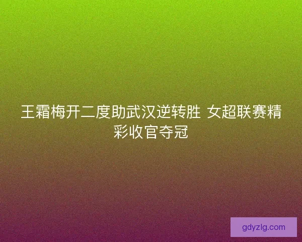 王霜梅开二度助武汉逆转胜 女超联赛精彩收官夺冠 王霜梅开二度助武汉逆转胜 女超联赛精彩收官夺冠