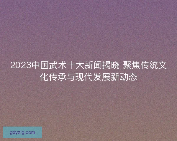 2023中国武术十大新闻揭晓 聚焦传统文化传承与现代发展新动态